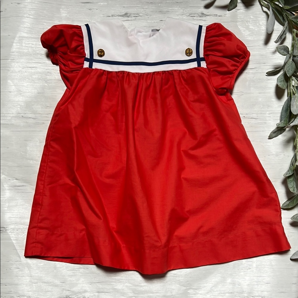Vintage Nautical 1970s Dress by Cinderella Size 4 Red